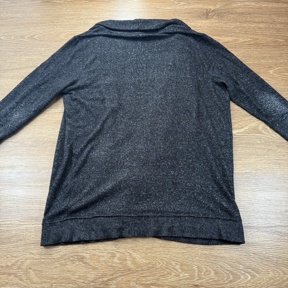 Mesh & Lace Women's Open Front Cardigan L Gray Draped Knit Stretch Minimalist - Picture 10 of 10